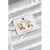 14K Gold Renk Kaplama Zirkon Taşlı Halka CM Kadın Küpe