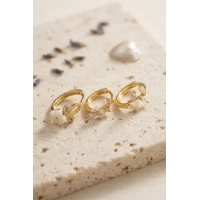 3 lü Set Çiçek Model Gold Renk Kadın Küpe
