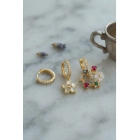 3 lü Set Gold Renk Çiçek Model Küpe