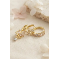 3 lü Set Gold Renk Zirkon Taşlı Kelebek Model Küpe