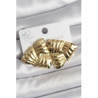 316 Çelik Gold Renk İşlemeli Üçgen Model Kadın Küpe