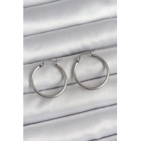316 Çelik Gümüş Renk 22 mm Halka Model Kadın Küpe