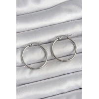 316 Çelik Gümüş Renk 27 mm Halka Model Kadın Küpe