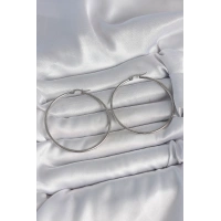 316 Çelik Gümüş Renk 53 mm Halka Model Kadın Küpe