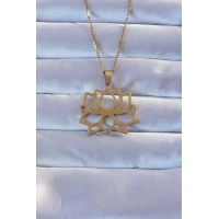 316L Altın Renk Lotus Kolye