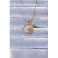 316L Altın Renk Mineli Parlayan Güneş Kolye