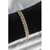 316L Çelik 7 mm Kalınlıkta Gold ve Gümüş Renkli Erkek Bileklik