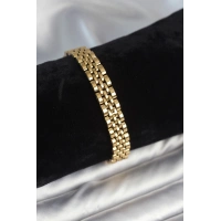 316L Çelik 9 mm Kalınlıkta Gold Renkli Erkek Bileklik