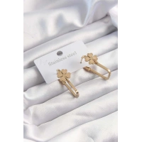 316L Çelik Altın Renk Geometrik Yonca Model Küpe