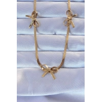 316L Çelik Altın Renk İtalyan Zincirli Fiyonk Kolye