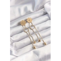 316L Çelik Altın Renk Sallantılı Düğüm Model Papatya Küpe