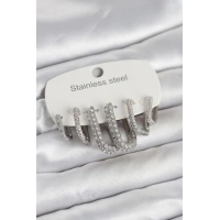 316L Çelik Gold Renk 6lı Set Zirkon Taşlı Kadın Küpe