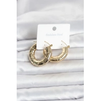 316L Çelik Gold Renk Bambu Model Halka Kadın Küpe