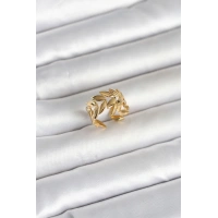 316L Çelik Gold Renk Başak Figür Kadın Yüzük