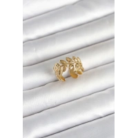316L Çelik Gold Renk Başak Form Kadın Yüzük