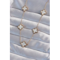 316L Çelik Gold Renk Beyaz Sedefli Yonca Kolye