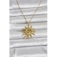 316L Çelik Gold Renk Bohem Güneş Model Kadın Kolye