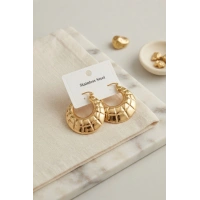 316L Çelik Gold Renk Bohem Halka Model Küpe