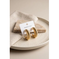 316L Çelik Gold Renk Bombeli Kroasan Model Küpe