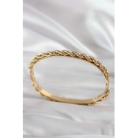 316L Çelik Gold Renk Burgu Zincir Model Kadın Kelepçe