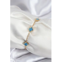 316L Çelik Gold Renk Buz Mavisi Baby Boy Yonca Kadın Bileklik