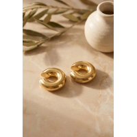 316L Çelik Gold Renk Çiftli Earcuff Küpe
