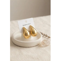 316L Çelik Gold Renk Damla Model Küpe