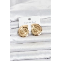 316L Çelik Gold Renk Deniz Kabuğu Form Kadın Küpe