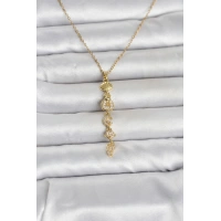 316L Çelik Gold Renk Deniz Temalı Y Model Zirkon Taşlı Kadın Kolye