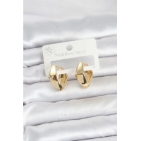 316L Çelik Gold Renk Elmas Model Halka Kadın Küpe