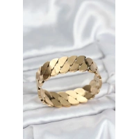 316L Çelik Gold Renk Ezme Zincir Model Kadın Kelepçe Bileklik