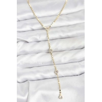 316L Çelik Gold Renk Ezme Zincir Model Y Kadın Kolye