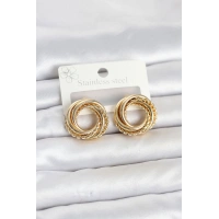 316L Çelik Gold Renk Halka Model Asorti Kadın Küpe
