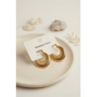 316L Çelik Gold Renk Halka Model Küpe