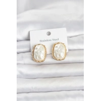 316L Çelik Gold Renk İnci Model Vintage Kadın Küpe