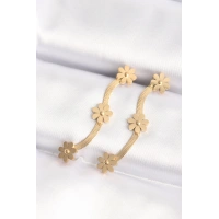 316L Çelik Gold Renk İtalyan Zincir Papatya Küpe