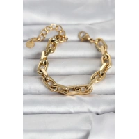 316L Çelik Gold Renk Kalın Zincirli Kadın Bileklik