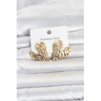 316L Çelik Gold Renk Kalp Model Kadın Küpe
