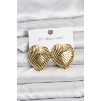 316L Çelik Gold Renk Kalp Model Kadın Küpe