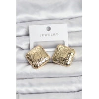316L Çelik Gold Renk Kare Vintage Kadın Küpe