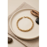 316L Çelik Gold Renk Kral Zincir Model Erkek Bileklik