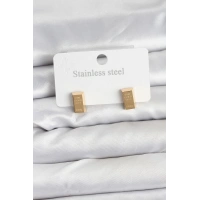 316L Çelik Gold Renk Külçe Altın Model Kadın Küpe