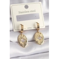 316L Çelik Gold Renk Kutup Yıldız İşleme Kadın Küpe