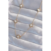 316L Çelik Gold Renk Minimal Beyaz Sedefli Yonca Kolye