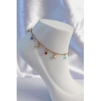 316L Çelik Gümüş Renk Simli Kelebek Model Kadın Halhal