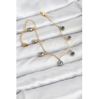 316L Çelik Gold Renk Minimal Nazar Model Kadın Bileklik