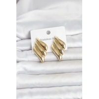 316L Çelik Gold Renk Motif Model Kadın Küpe