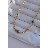 316L Çelik Gold Renk Nazar Boncuk Model Kolye