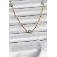 316L Çelik Gold Renk Nazarlı Model Kadın Kolye