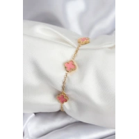 316L Çelik Gold Renk Pembe Baby Boy Yonca Kadın Bileklik